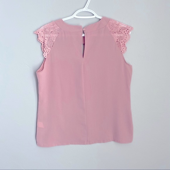 Pink sheer blouse with embroidered sleeves - Picture 4 of 10